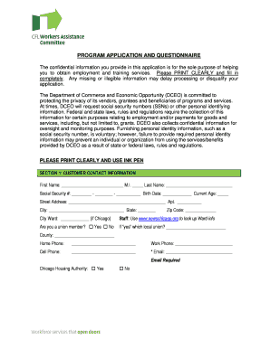 Illinois Program Application and Questionnaire