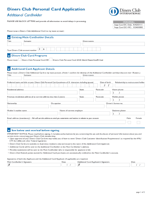 Diners Club Additional Card Application