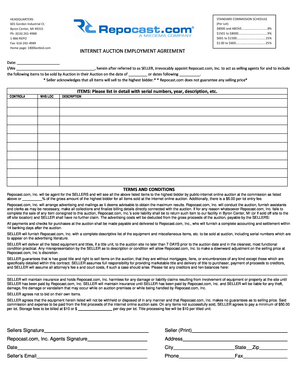 Job agreement letter - Internet auction employment agreement - Repocastcom