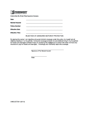 Uninsured Motorist Protection Waiver
