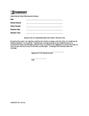 Underinsured Motorist Protection Waiver
