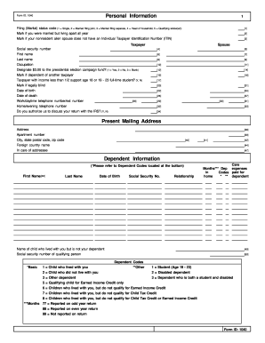 US Federal Tax Form 1040
