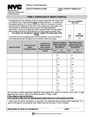 Verification of Absent Parent Form