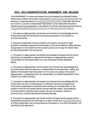 Transportation Agreement and Release