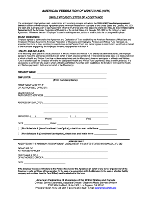 AFM Single Project Letter of Acceptance