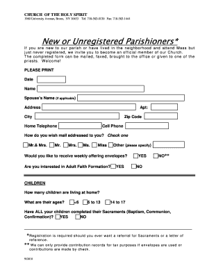 Credit memo sample - New or Unregistered Parishioners* - holyspiritchurchbx