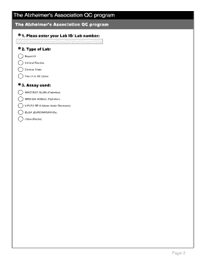 Alzheimer's Association QC Program Report Form