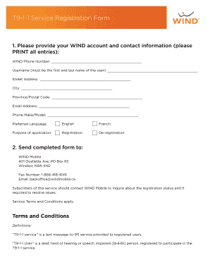 T9-1-1 Service Registration Form