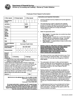 Employee Direct Deposit Authorization Form