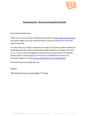 ExploreLearning Gizmo Use Preparation Checklist