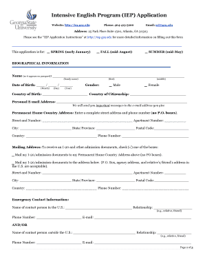 Intensive English Program Application