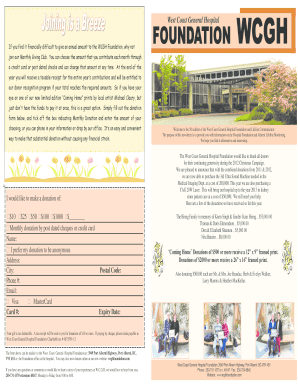 West Coast General Hospital Donation Form