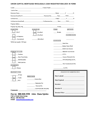 Union Capital Mortgage Wholesale Loan Registration Form
