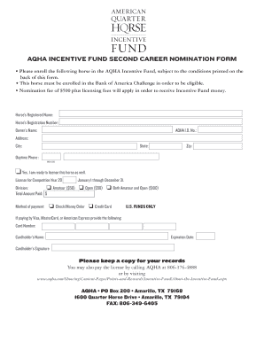 AQHA Incentive Fund Nomination Form