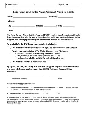 Senior Farmers Market Nutrition Program Application