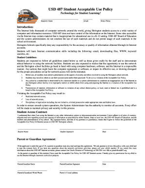 USD 487 Student Acceptable Use Policy