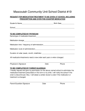 School Medication Authorization Form