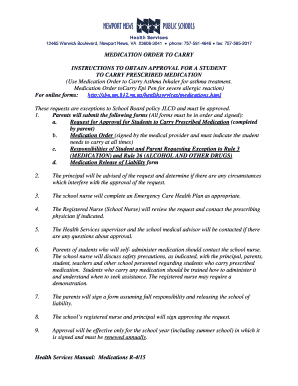 Student Medication Carry Approval Form