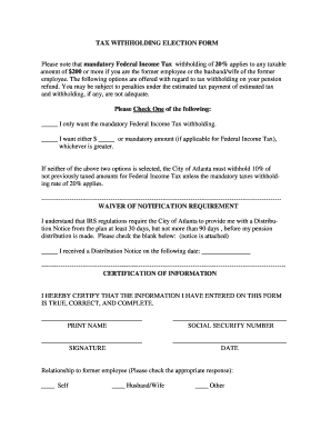 Tax Withholding Election Form
