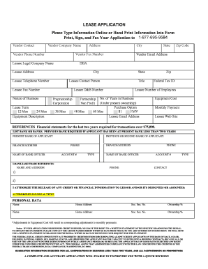 Business Lease Application Form