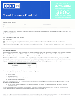 Travel Insurance Checklist - BCAA