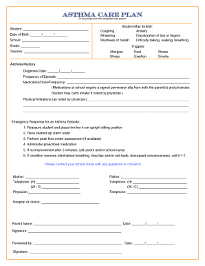 Asthma Action Plan for Students