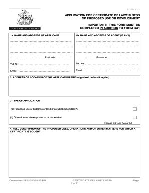 Certificate of Lawfulness Application Form