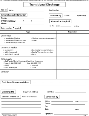 Transitional Discharge Form