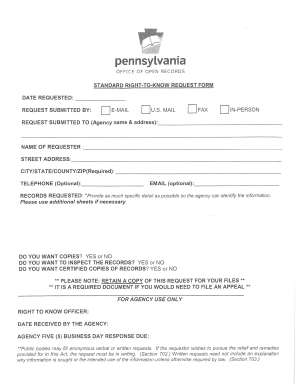 Pennsylvania Right-to-Know Request Form