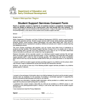 Student Support Services Consent Form