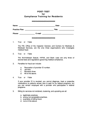 Compliance Training for Residents Form