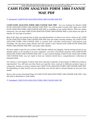 Fillable Online marouane CASH FLOW ANALYSIS FORM 1084 FANNIE PDF - Fax ...