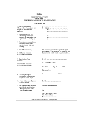 Indian Patent Application Form