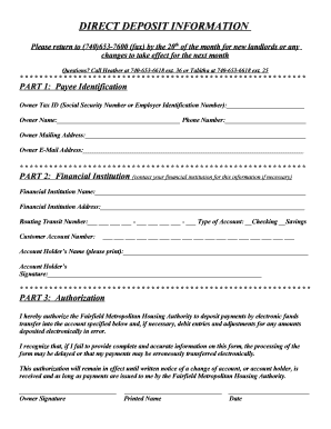 Direct Deposit Authorization Form