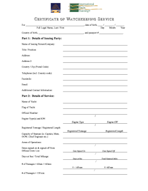 Certificate of Watchkeeping Service