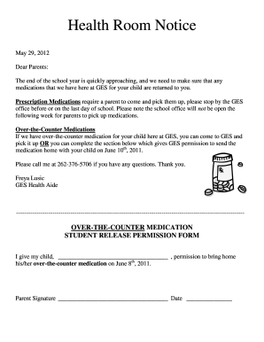 Health Room Notice - Kennedy Elementary School - kes grafton k12 wi