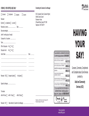 Suffolk County Council Complaint Form