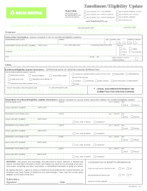 Delta Dental Enrollment/Eligibility Update Form