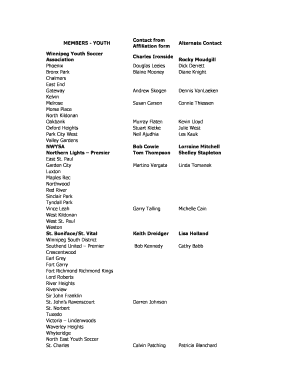 Youth Soccer Affiliation Form