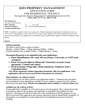 Residential Tenancy Application Form