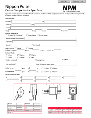 Nippon Pulse Custom Stepper Motor Spec Form