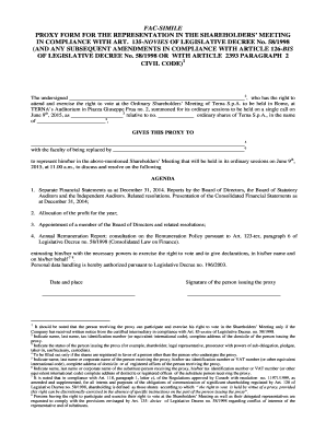 Proxy Form for Shareholders' Meeting