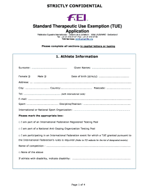 Standard Therapeutic Use Exemption Application