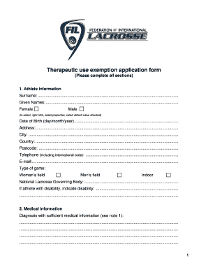 Therapeutic Use Exemption Application Form