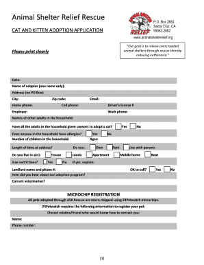 Cat and Kitten Adoption Application