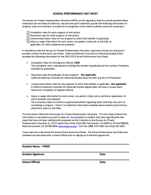 California School Performance Fact Sheet