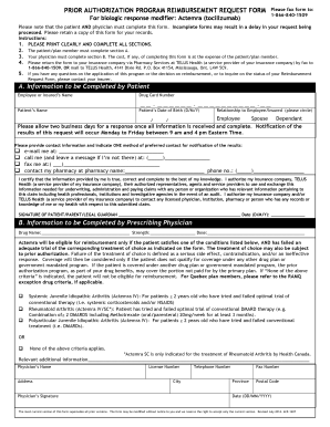 Prior Authorization Reimbursement Request Form