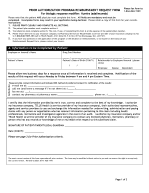 Prior Authorization Program Reimbursement Request Form