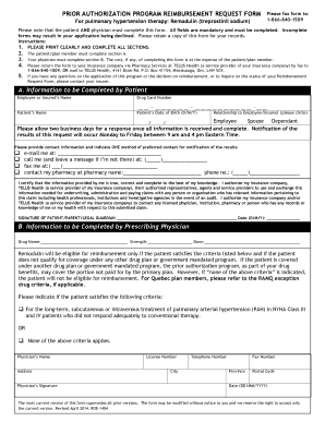 Pulmonary Hypertension Reimbursement Request Form