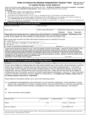 Prior Authorization Program Reimbursement Request Form